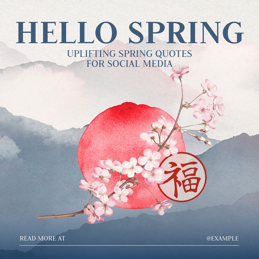 Japanese Spring Instagram post template, editable design