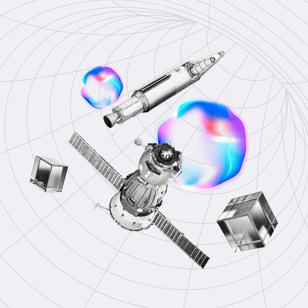 Space satellite, editable digital remix design