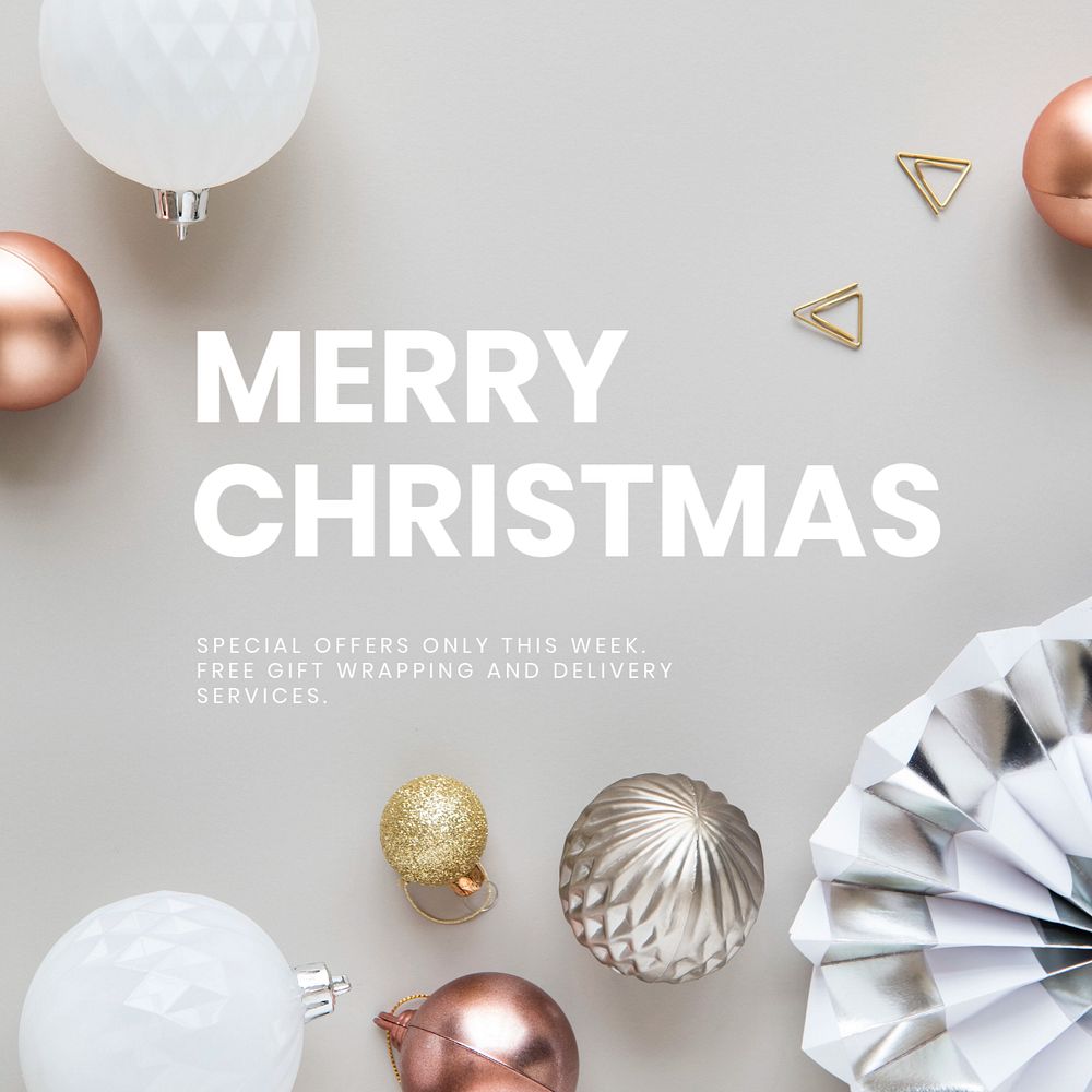 Christmas ad Instagram post template, festive bauble design