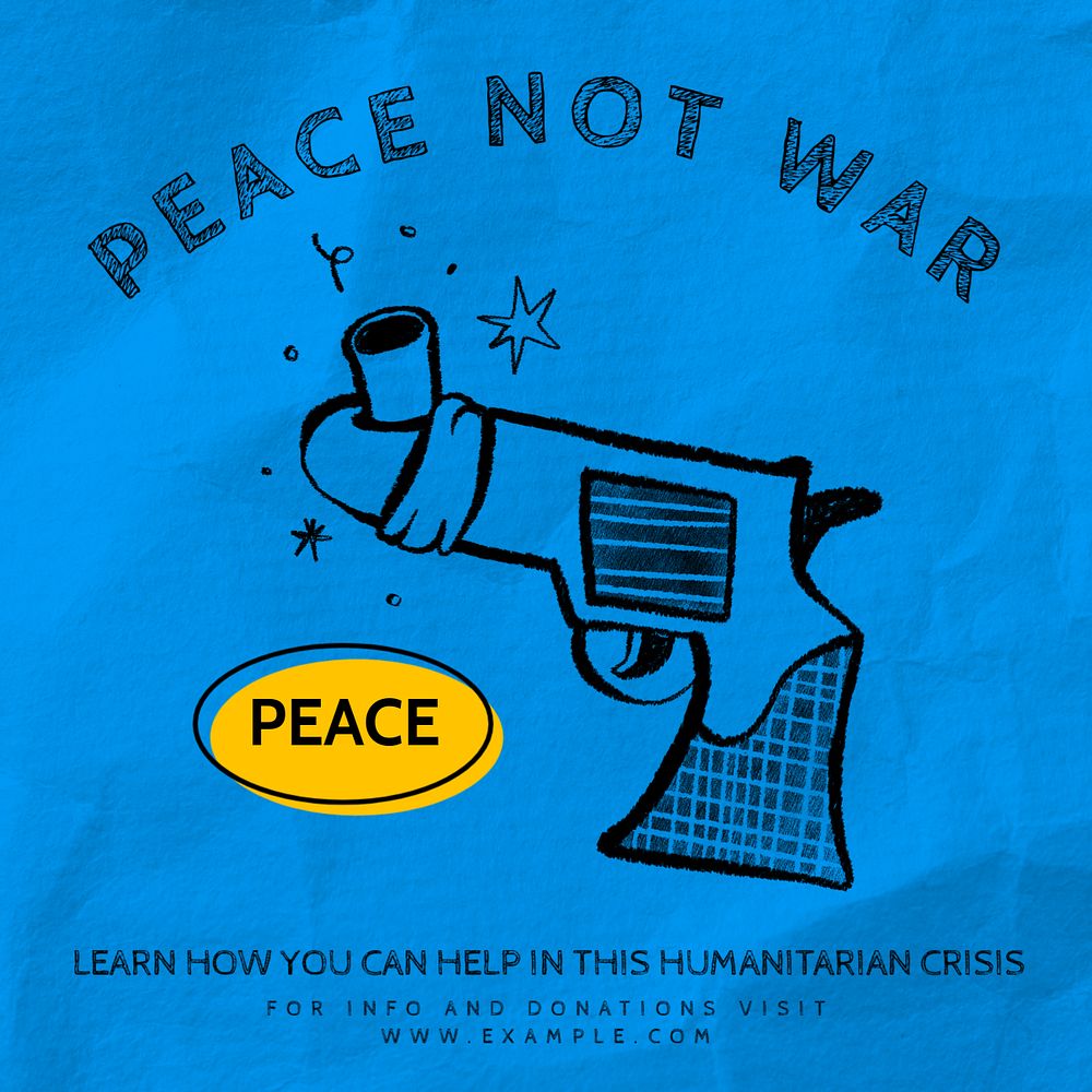 Peace doodle Instagram post template, editable design