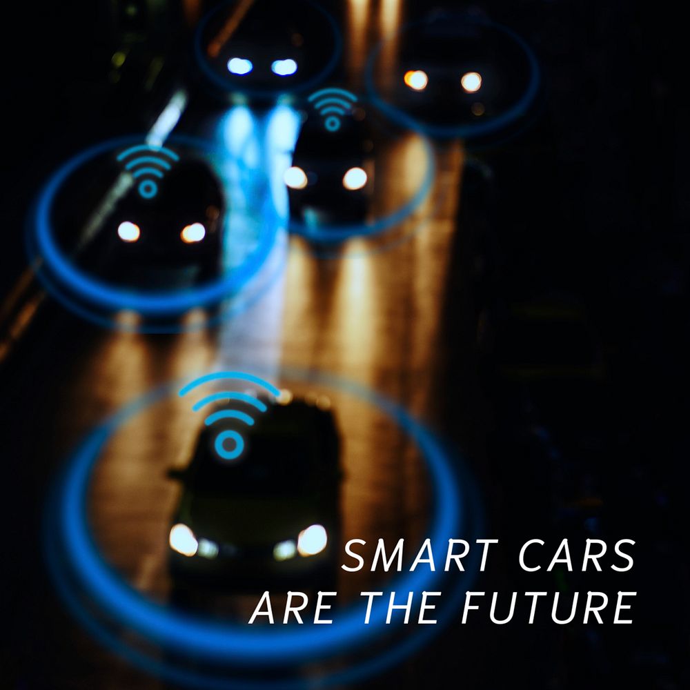 Smart car Instagram post template, editable automotive technology