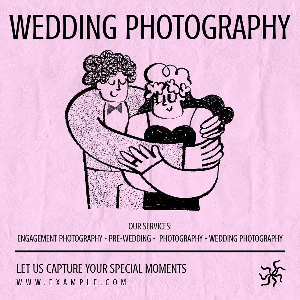 Wedding photography Instagram post template, editable design