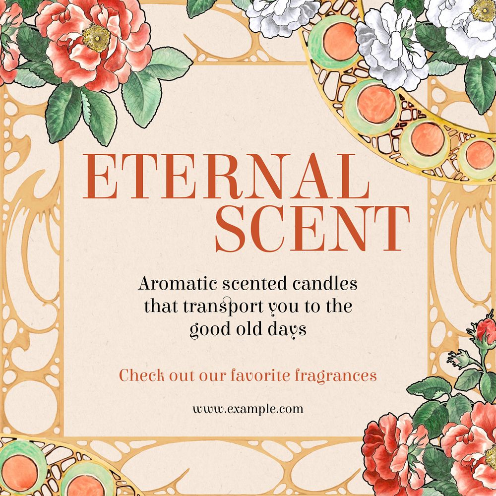 Eternal scent Ingram post template, editable Art Nouveau design, remixed by rawpixel