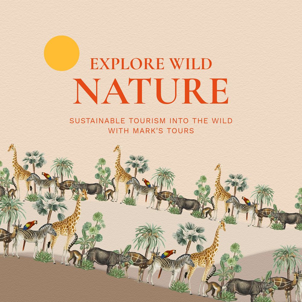 Explore nature Instagram post template, editable design