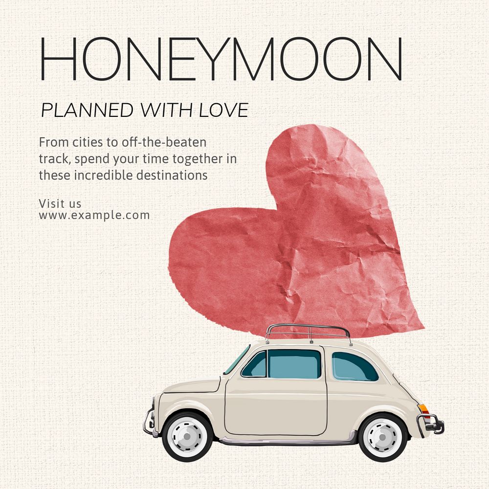 Cute honeymoon Instagram post template, editable design