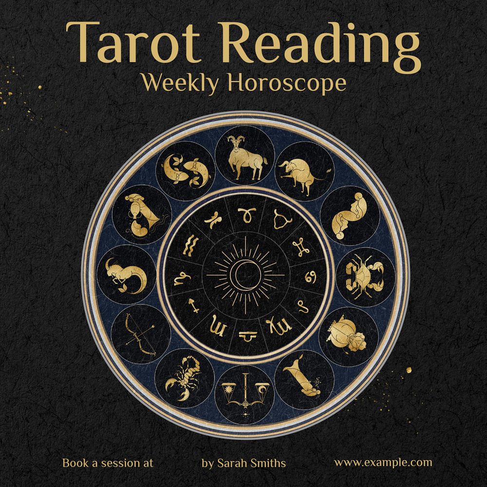 Tarot reading Instagram post template, editable Art Nouveau design, remix by rawpixel