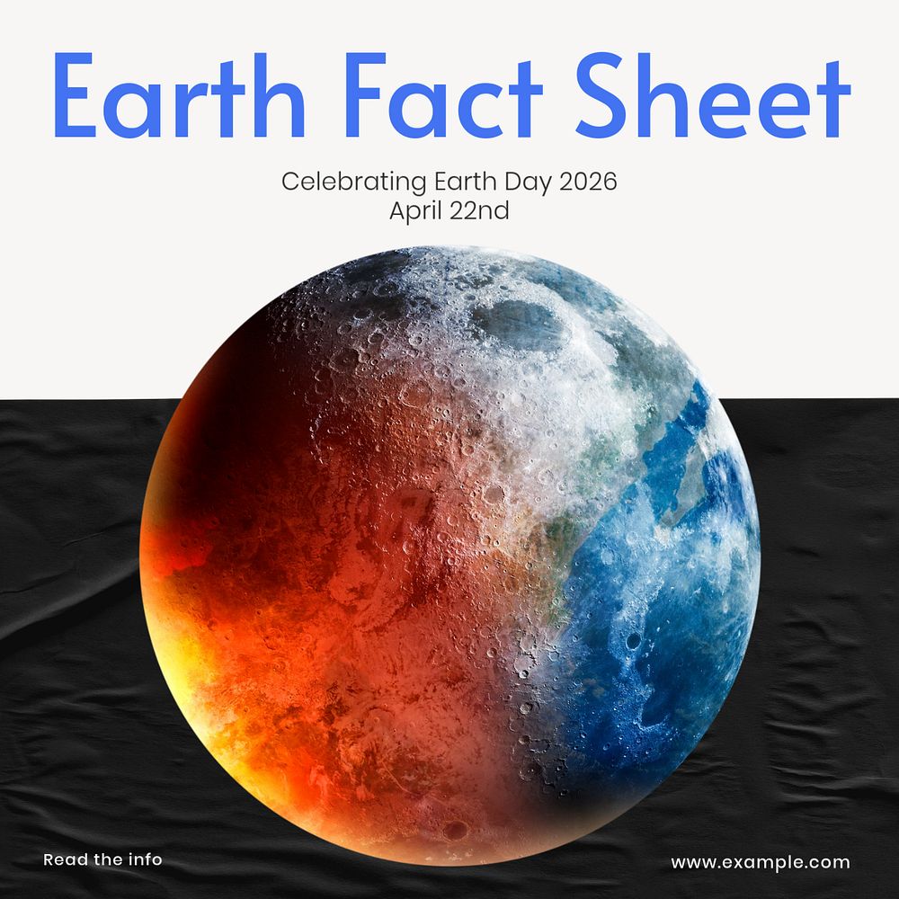 Earth fact sheet Facebook ad template, editable text & design