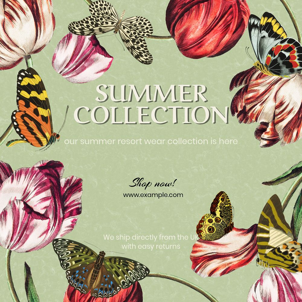 Summer collection Instagram ad template, editable E.A. Séguy’s famous artwork, remixed by rawpixel