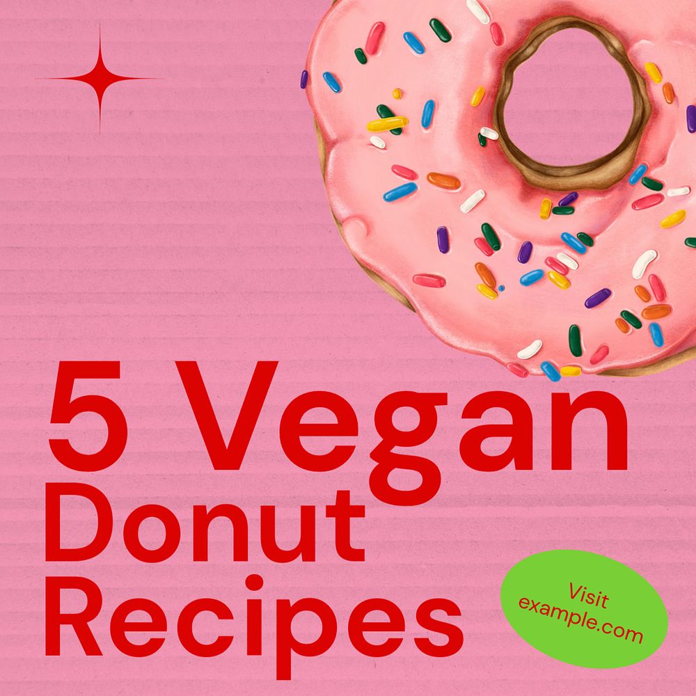 Vegan donut recipes Instagram ad template, editable social media post design