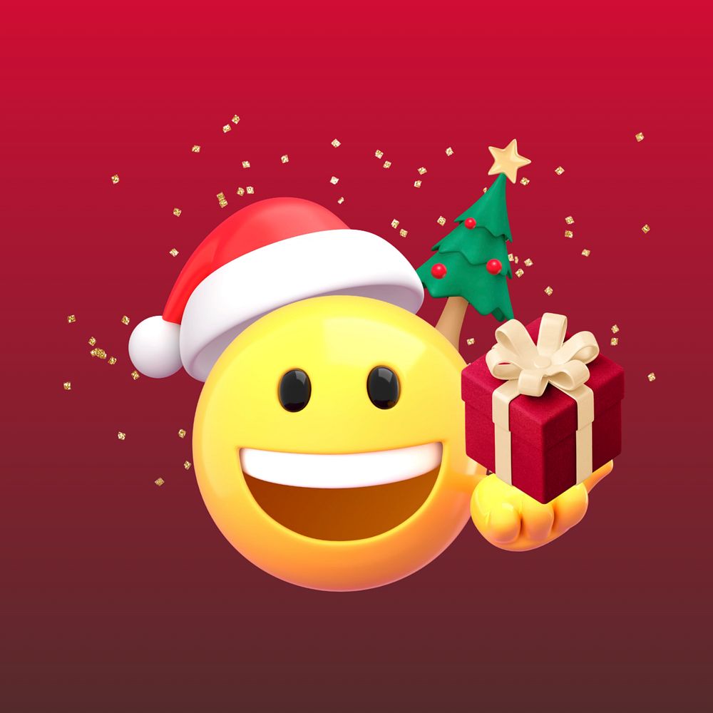 3D Santa emoticon, Christmas emoji