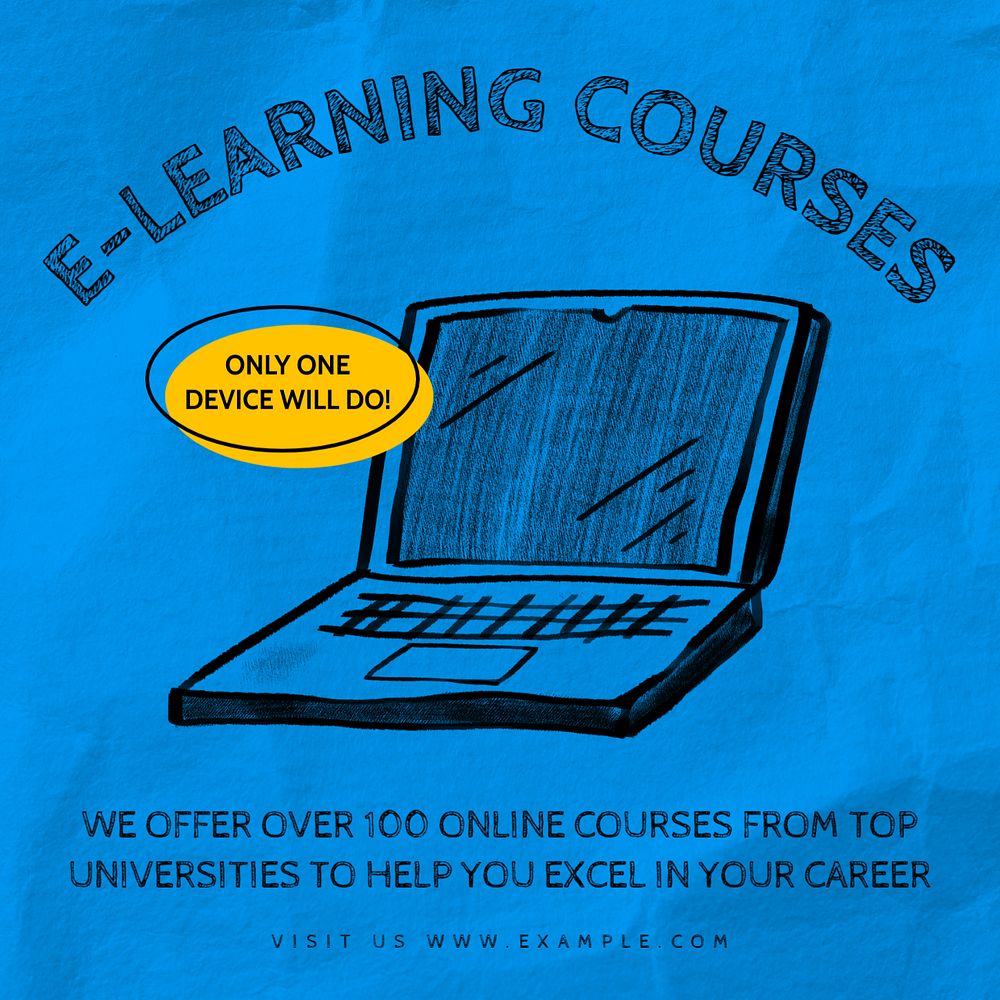 E-learning courses Facebook ad template, editable text & design