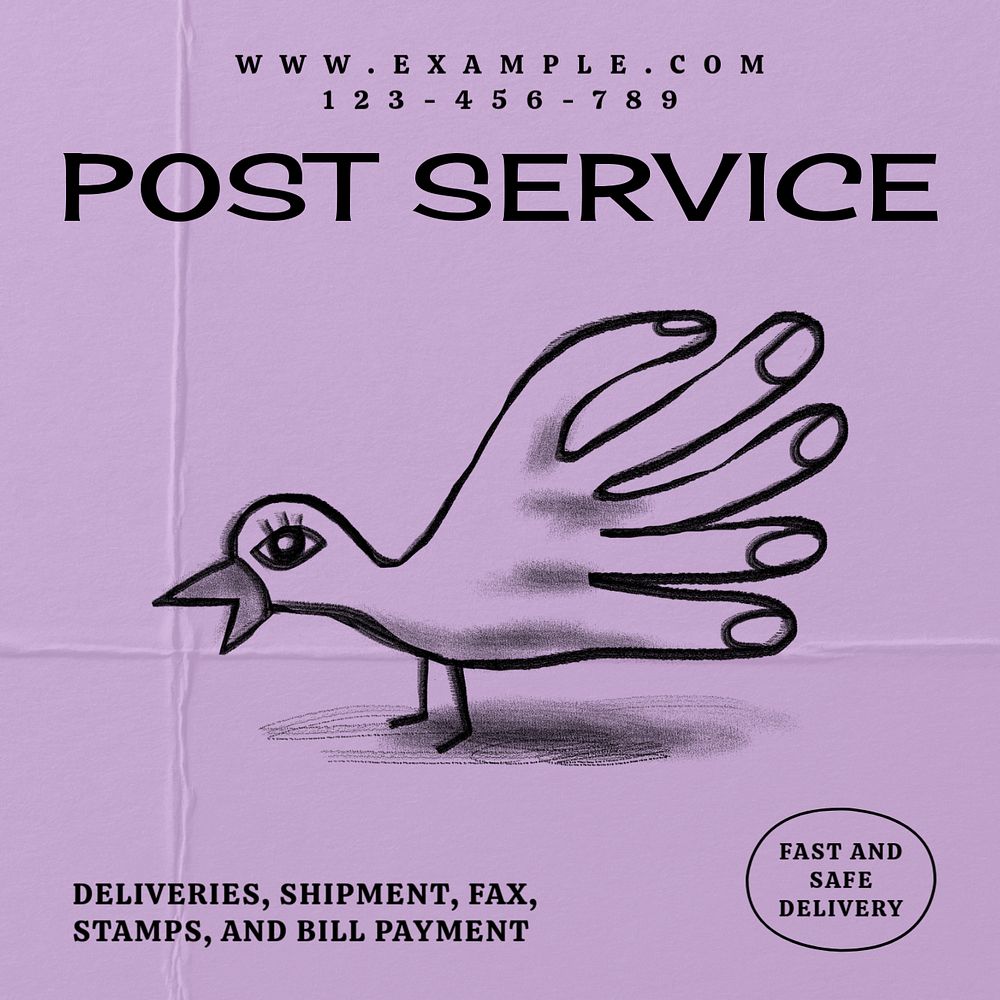 Post service Facebook ad template, editable text & design