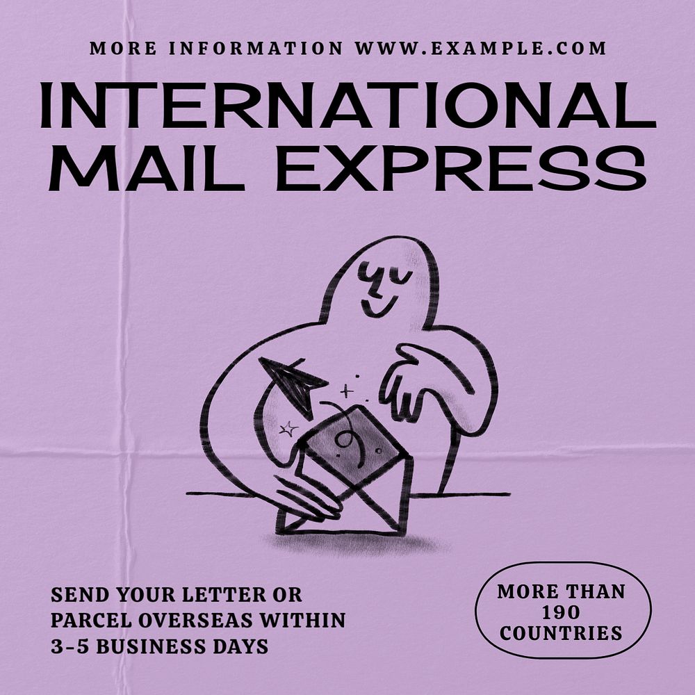 International mail express Facebook ad template, editable text & design