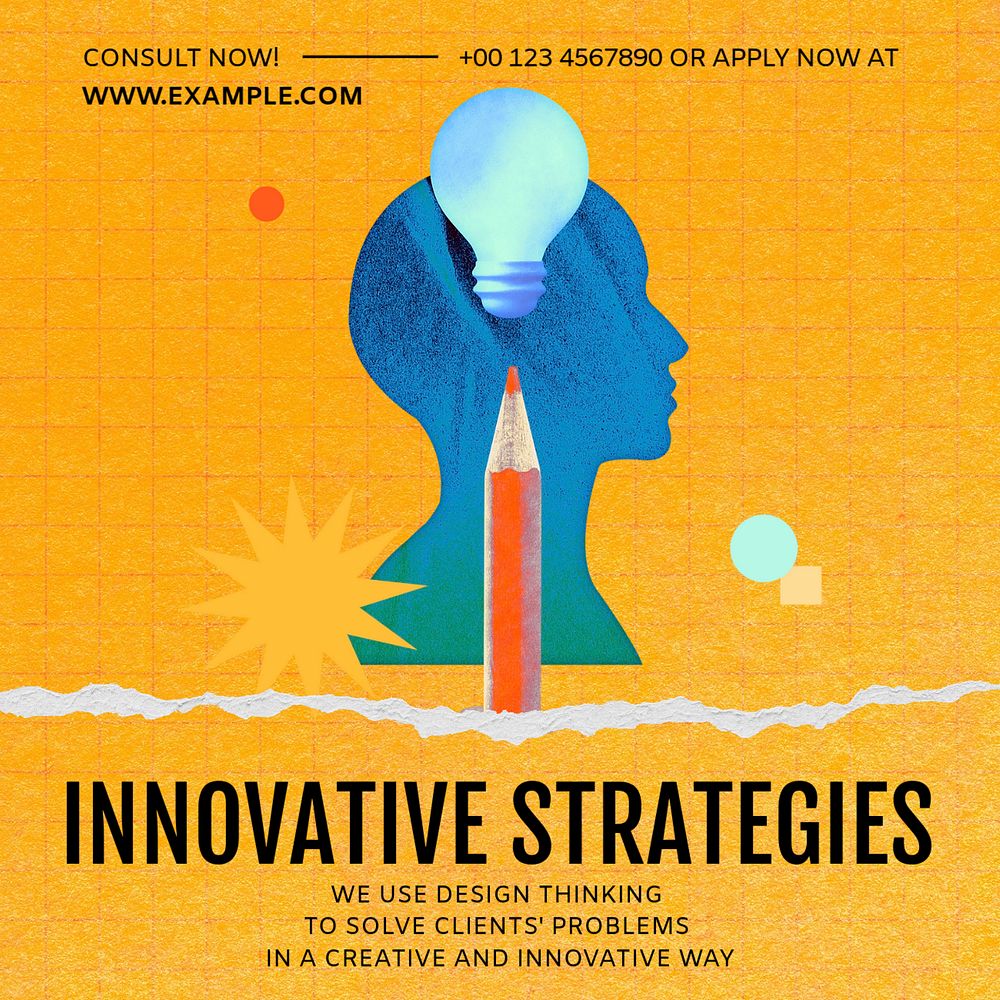 Creative solution consultation Instagram post template, editable social media ad