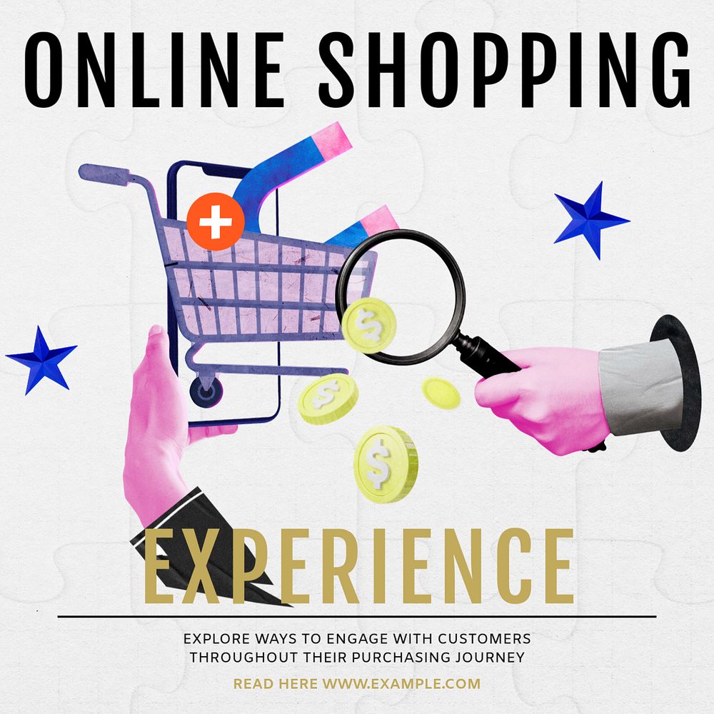 Online shopping experience Instagram post template, editable social media ad