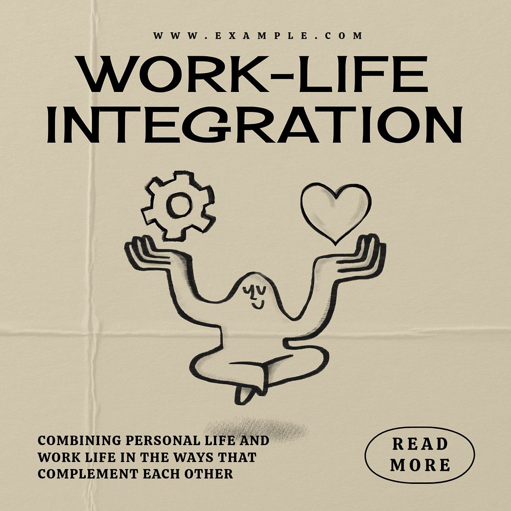 Work life integration Facebook ad template, editable text & design