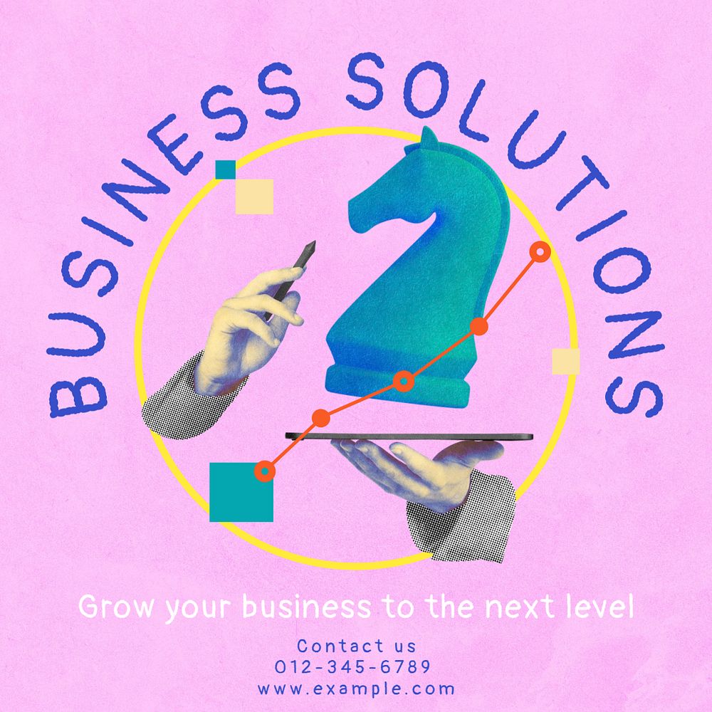 Business solutions Instagram post template, editable social media ad