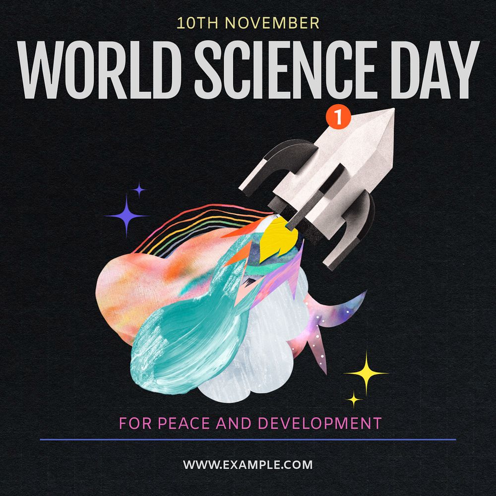 Science day Instagram post template, editable social media ad