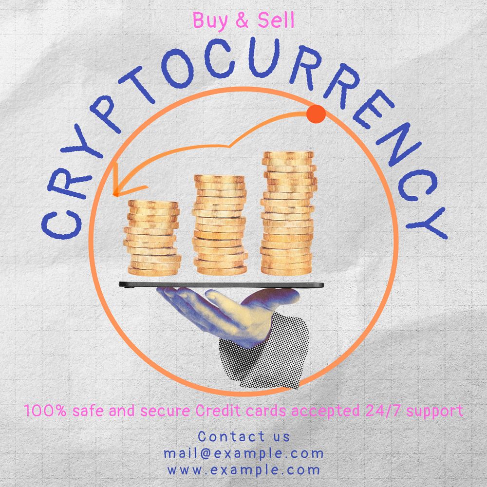 Crypto currency Instagram post template, editable social media ad