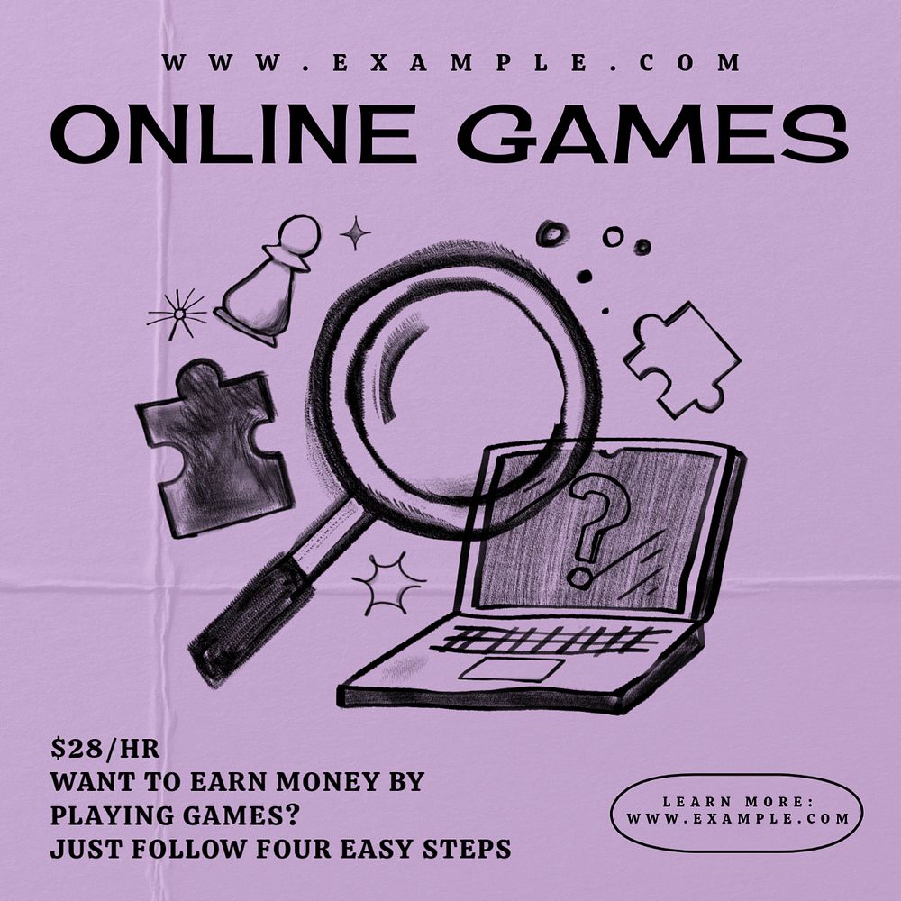 Online games Facebook ad template, editable text & design