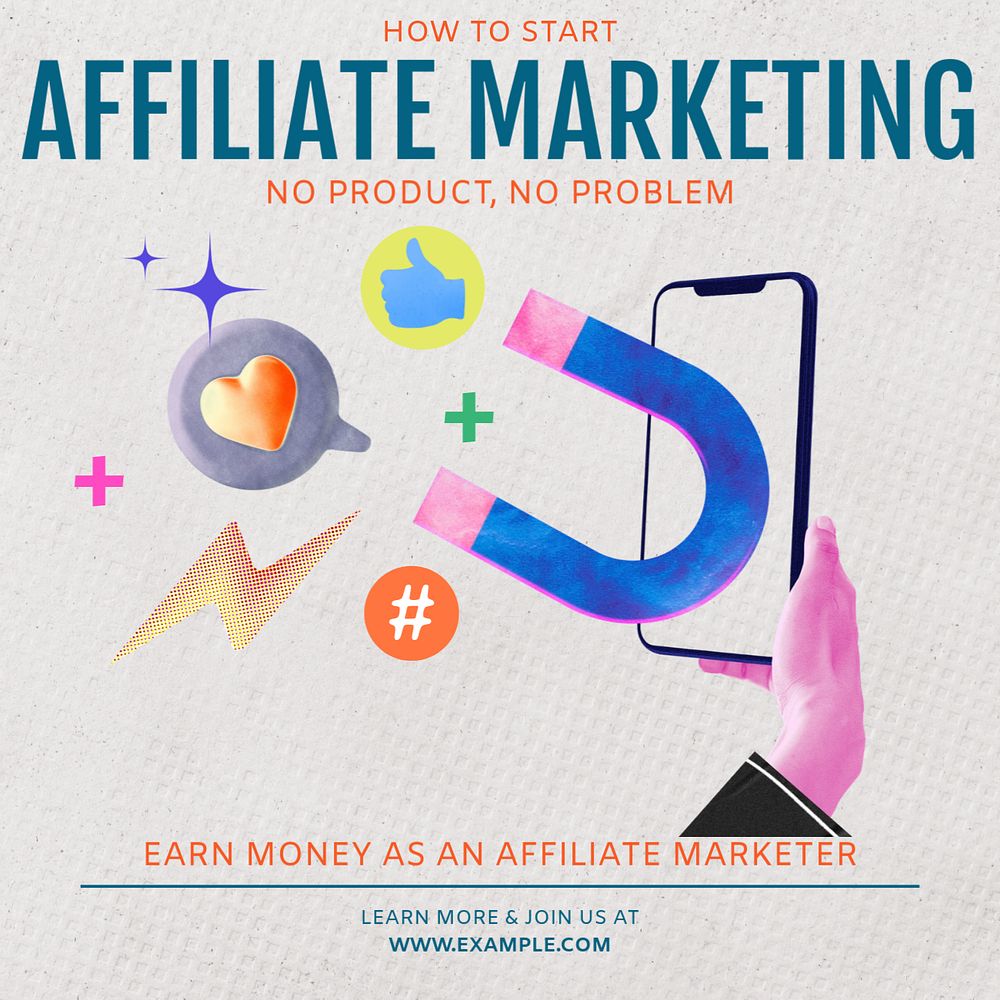 Affiliate marketing Instagram post template, editable social media ad