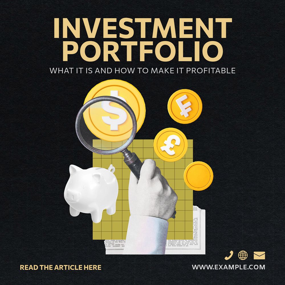 Investment portfolio Instagram post template, editable social media ad