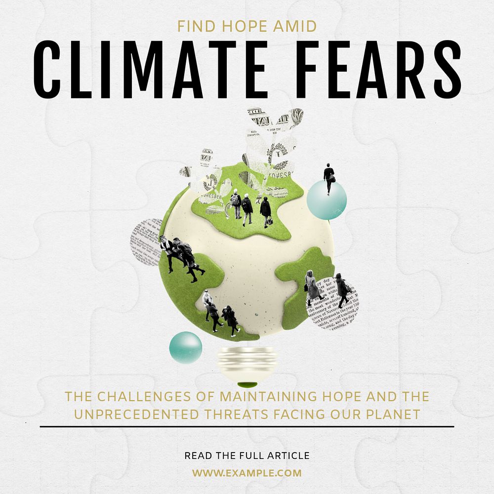 Climate fears Instagram post template, editable social media ad