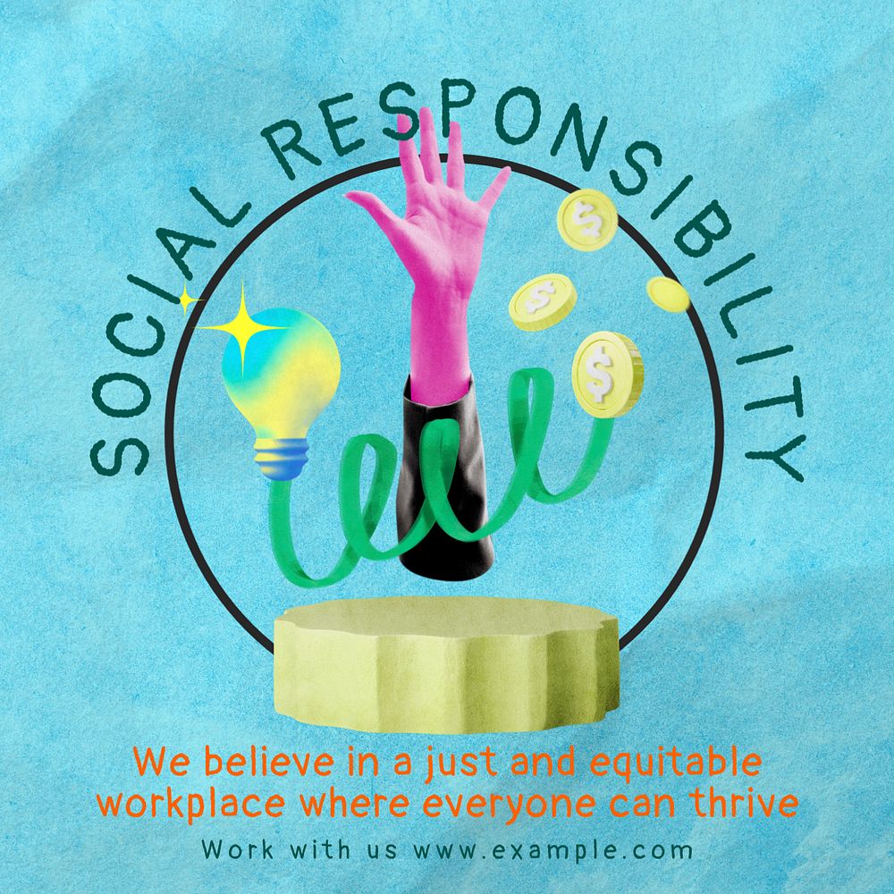 Social responsibility manifesto Instagram post template, editable social media ad