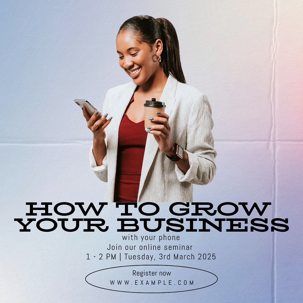 Grow business Facebook ad template, editable text & design