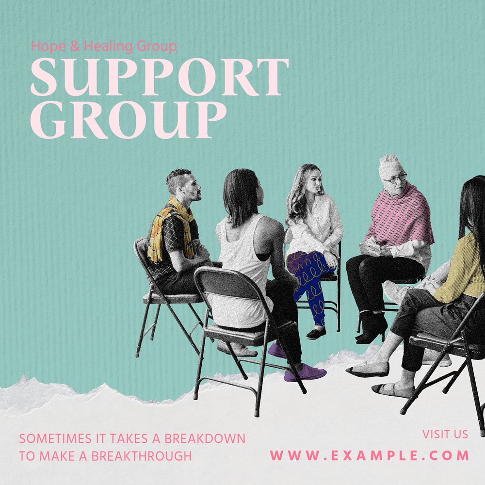 Support group Instagram post template, editable social media design