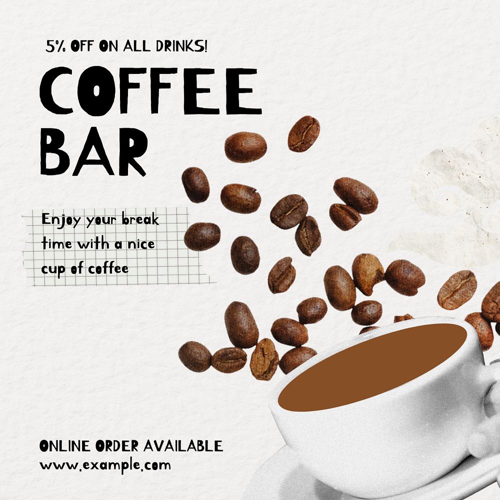 Coffee shop Instagram post template, editable text