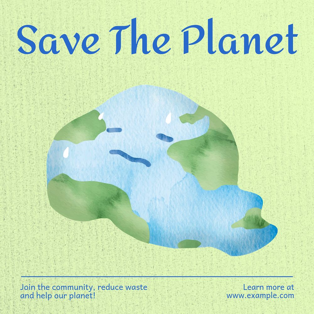 Save the planet Facebook ad template, editable text & design