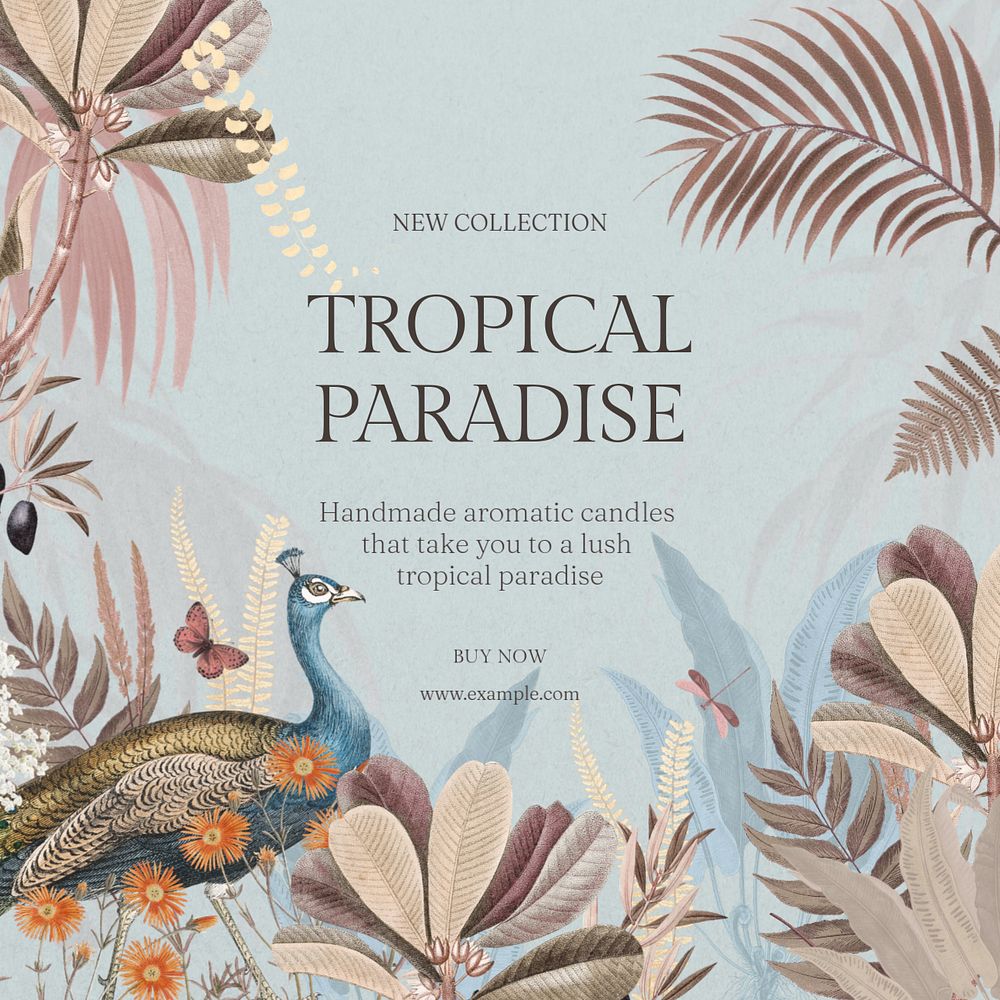 Tropical paradise Instagram post template, editable design