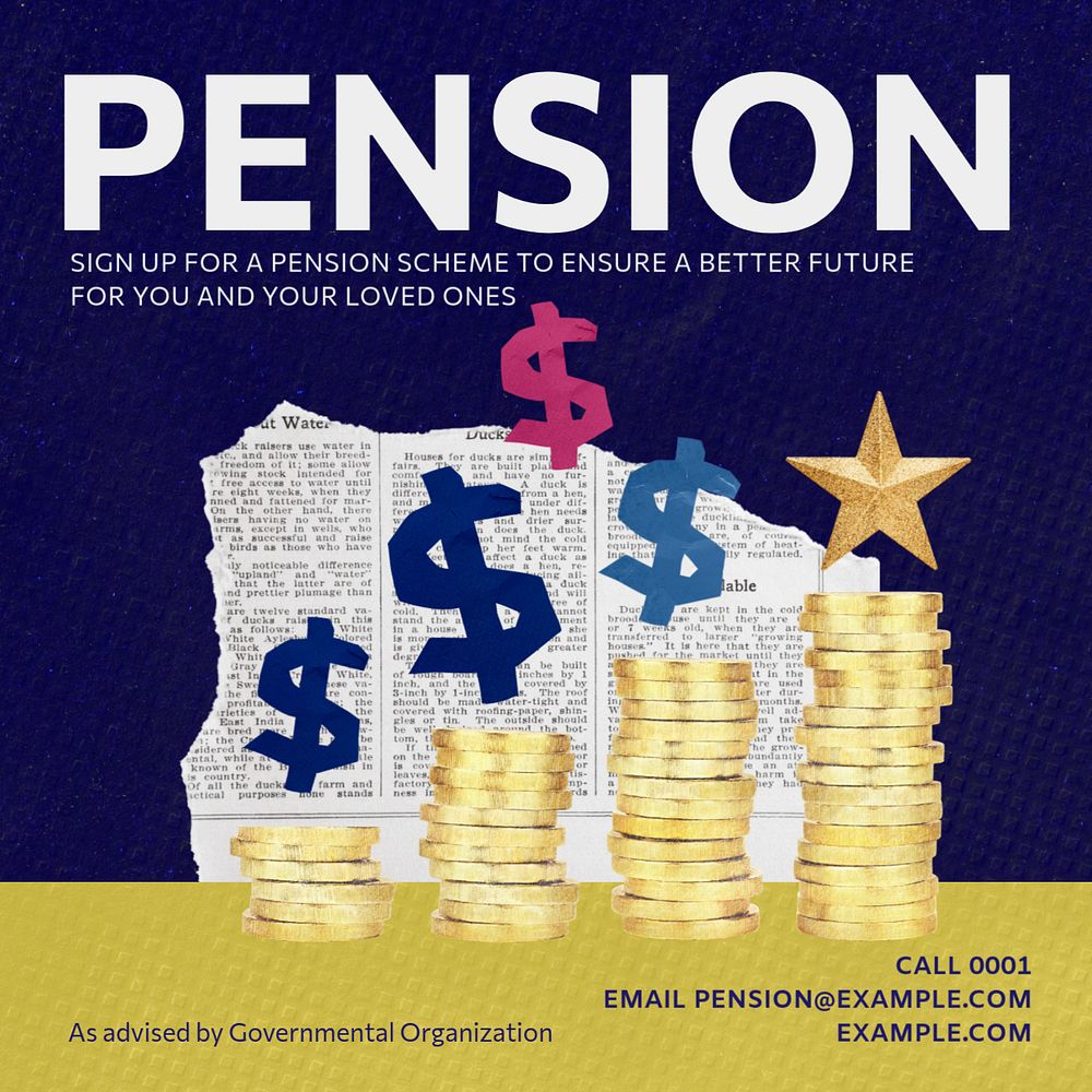 Pension scheme advertisement Instagram post template, editable social media ad