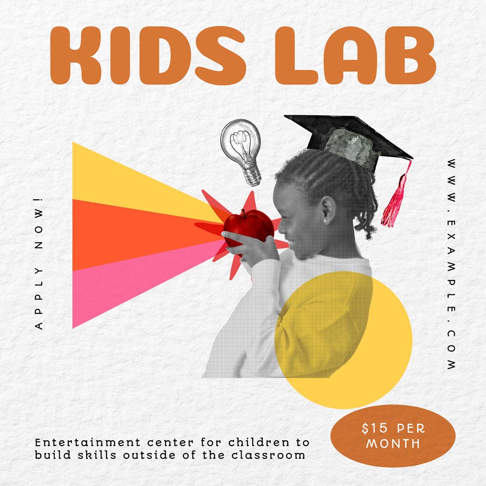 Kids lab Facebook ad template, editable text & design