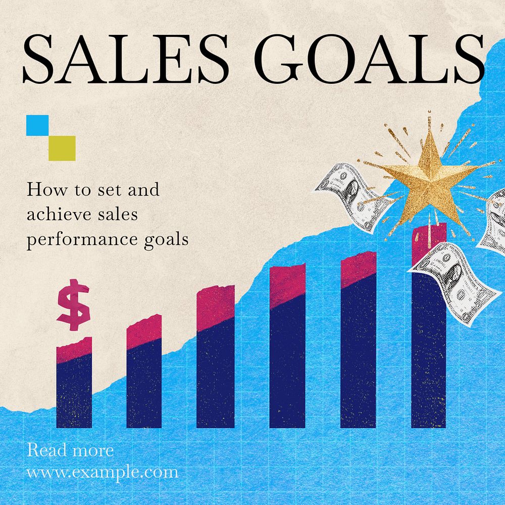 Sales goals Instagram post template, editable social media ad