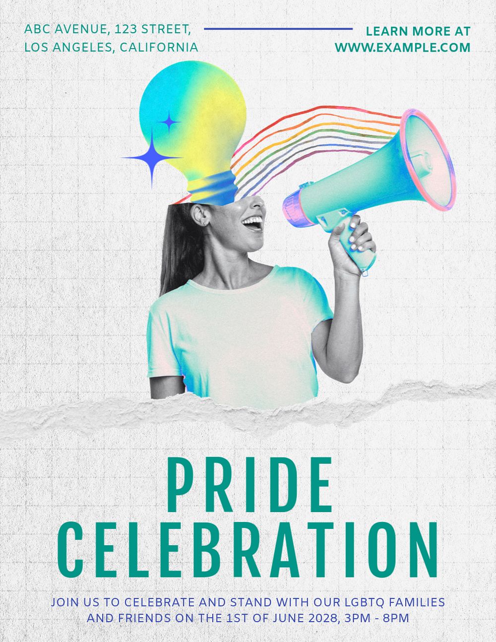 Pride month celebration flyer template, editable advertisement