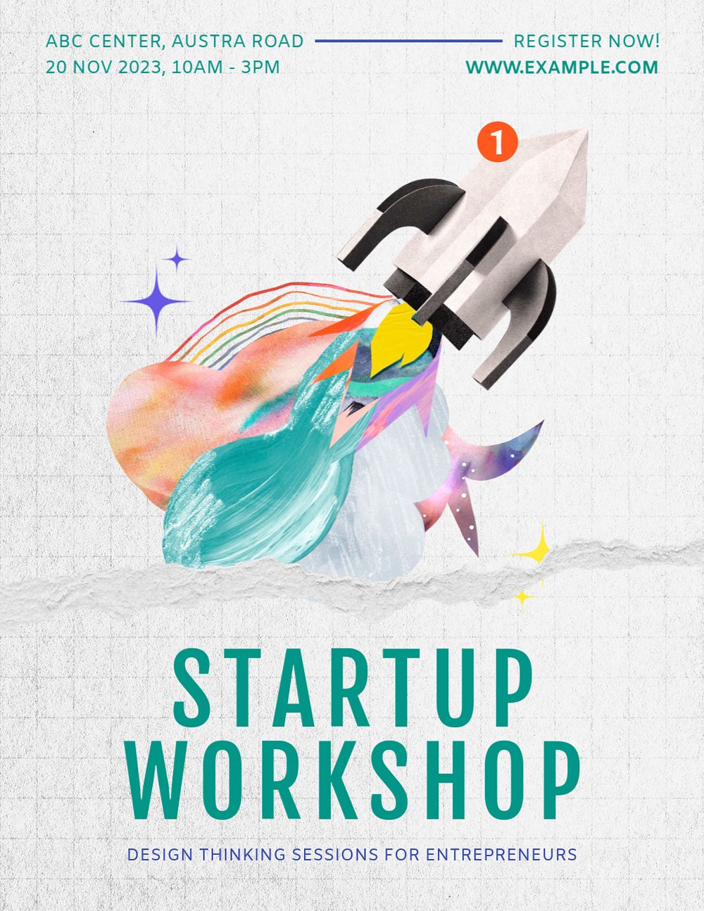 Startup workshop flyer template, editable advertisement