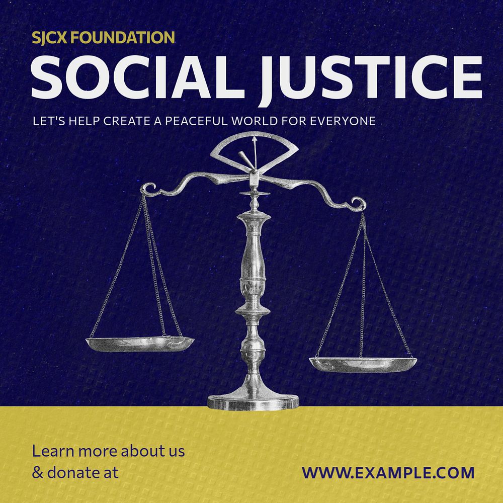 Social justice foundation Instagram post template, editable social media ad