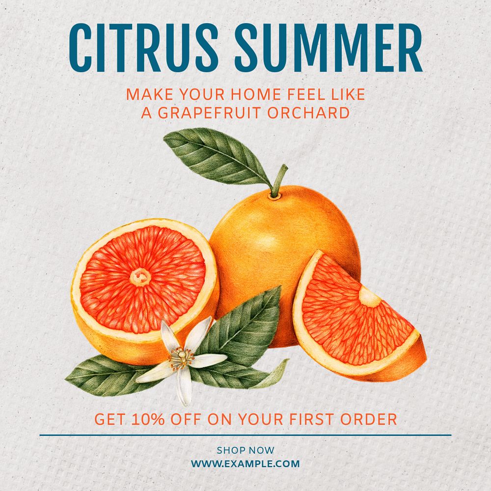 Citrus summer Instagram post template, editable social media ad