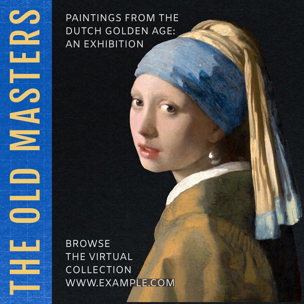 Old masters Instagram post template, editable social media ad