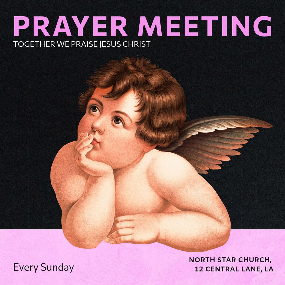 Prayer meeting Instagram post template, editable social media ad