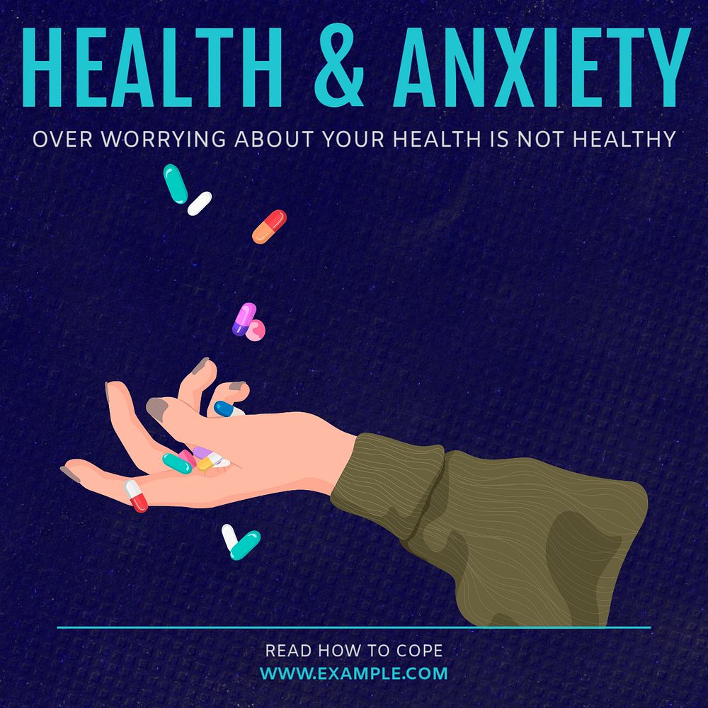 Health anxiety Instagram post template, editable social media ad