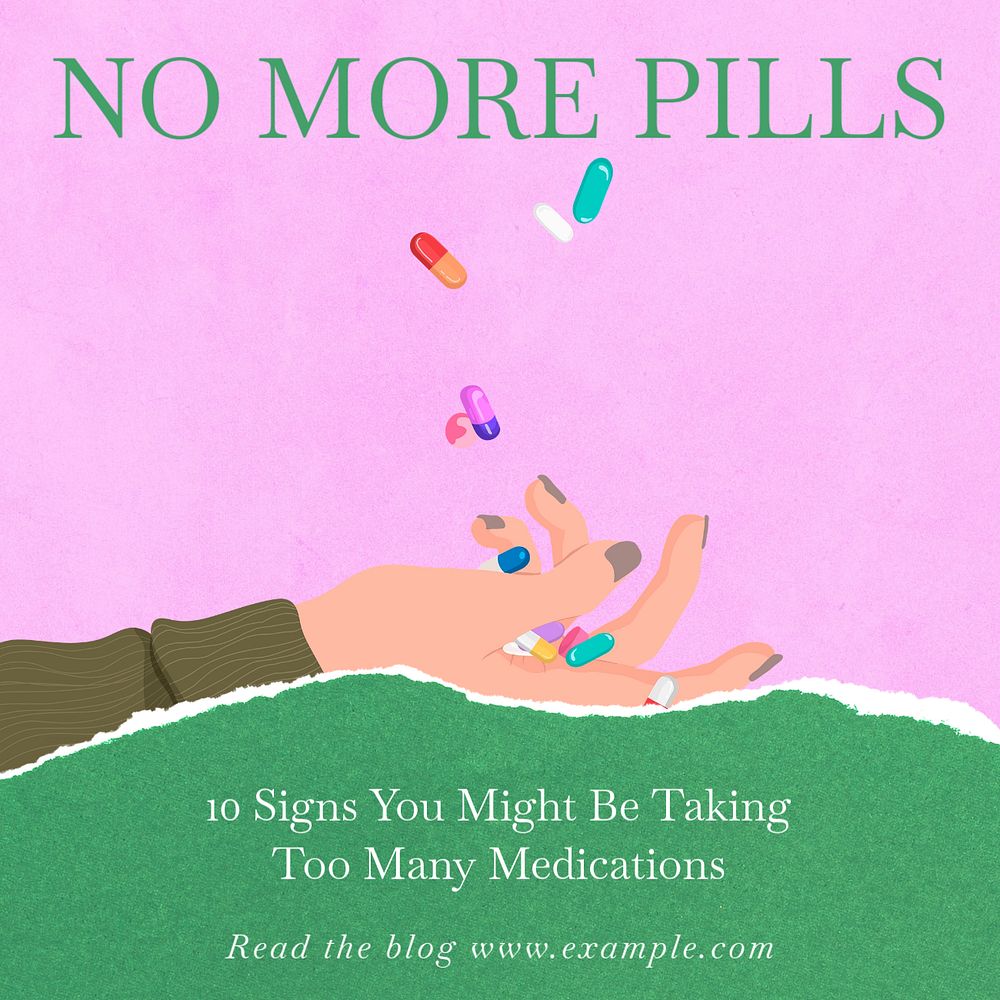 No more pills Instagram post template, editable social media ad