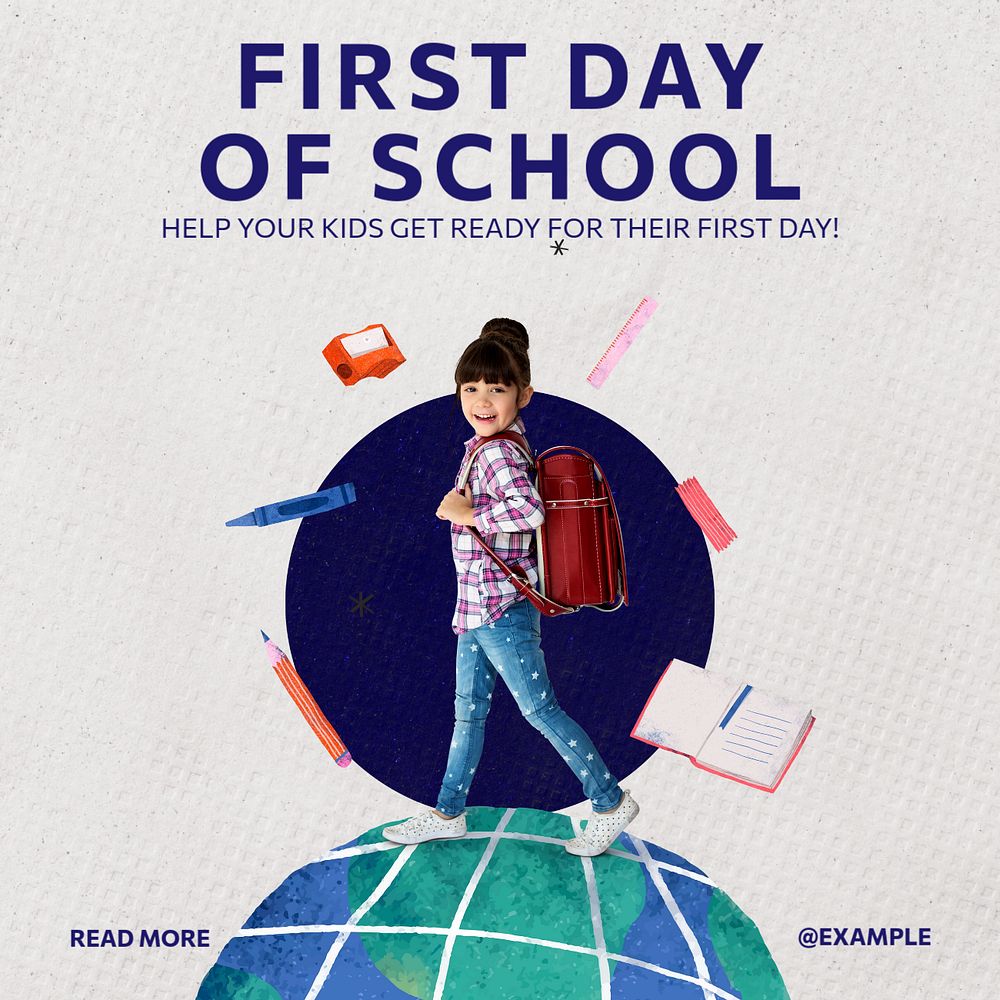 School day Instagram post template, editable social media ad