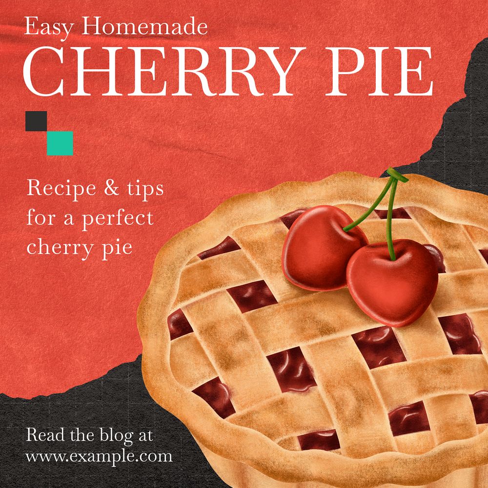 Cherry pie Instagram post template, editable social media ad