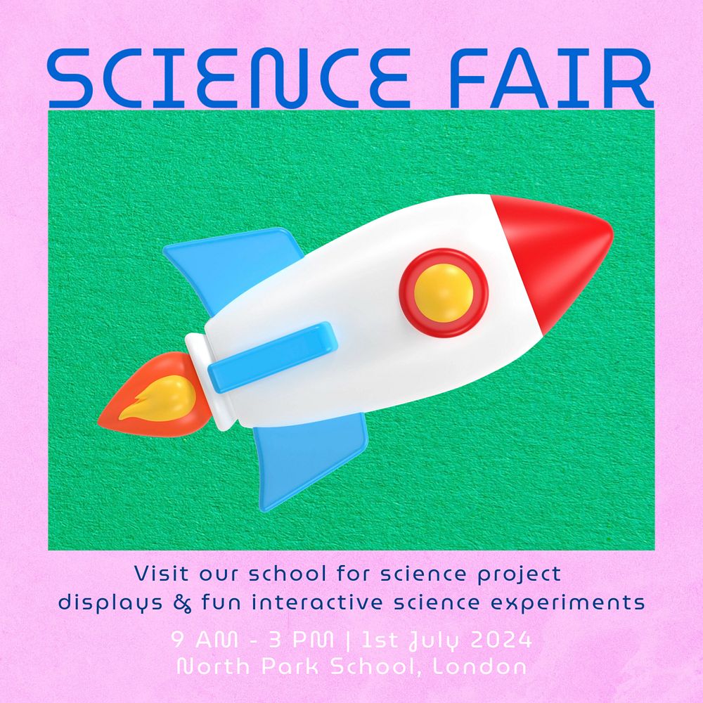 School science fair Instagram post template, editable social media ad