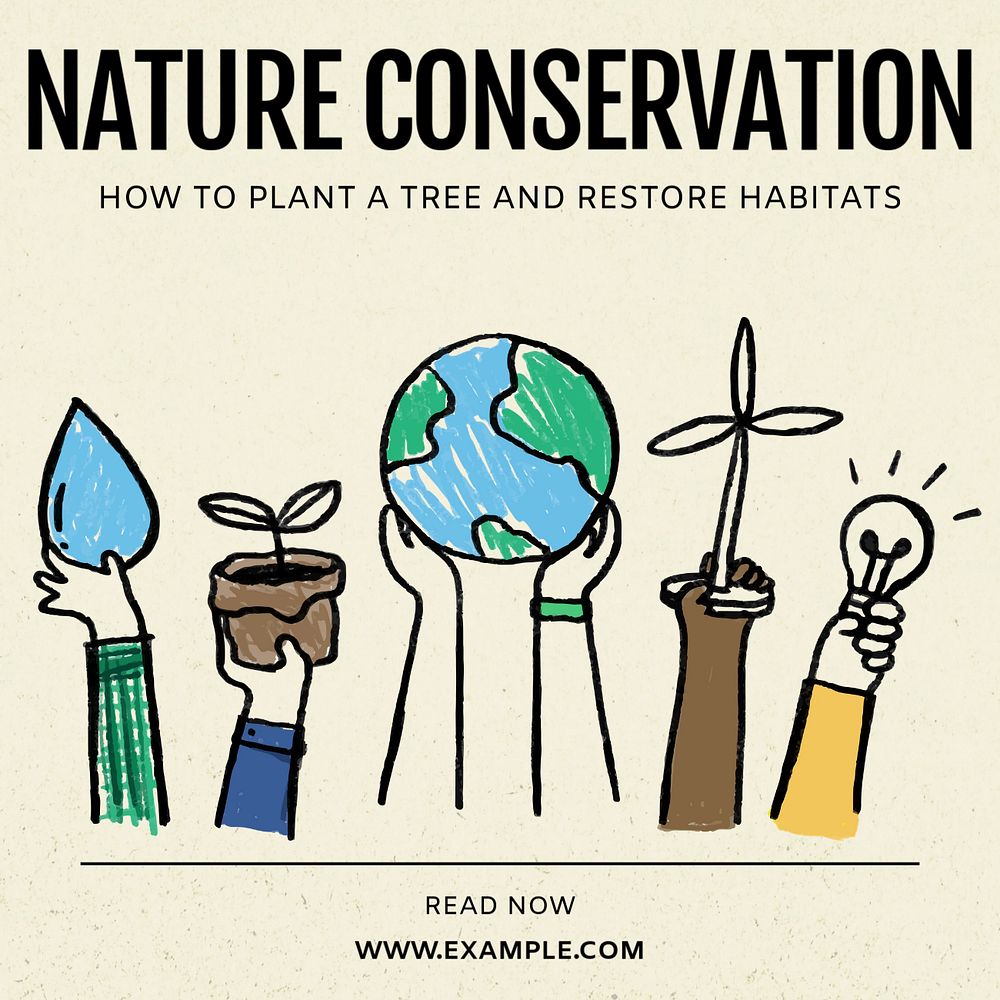 Nature conservation Instagram post template, editable social media ad