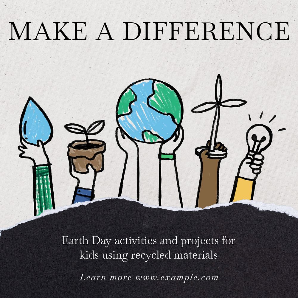 Earth Day activities Instagram post template, editable social media ad