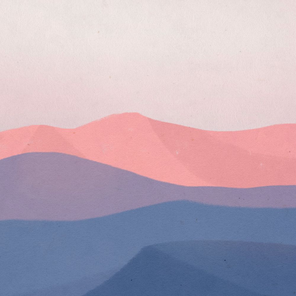 Aesthetic mountain view background, pink sky illustration, editable design